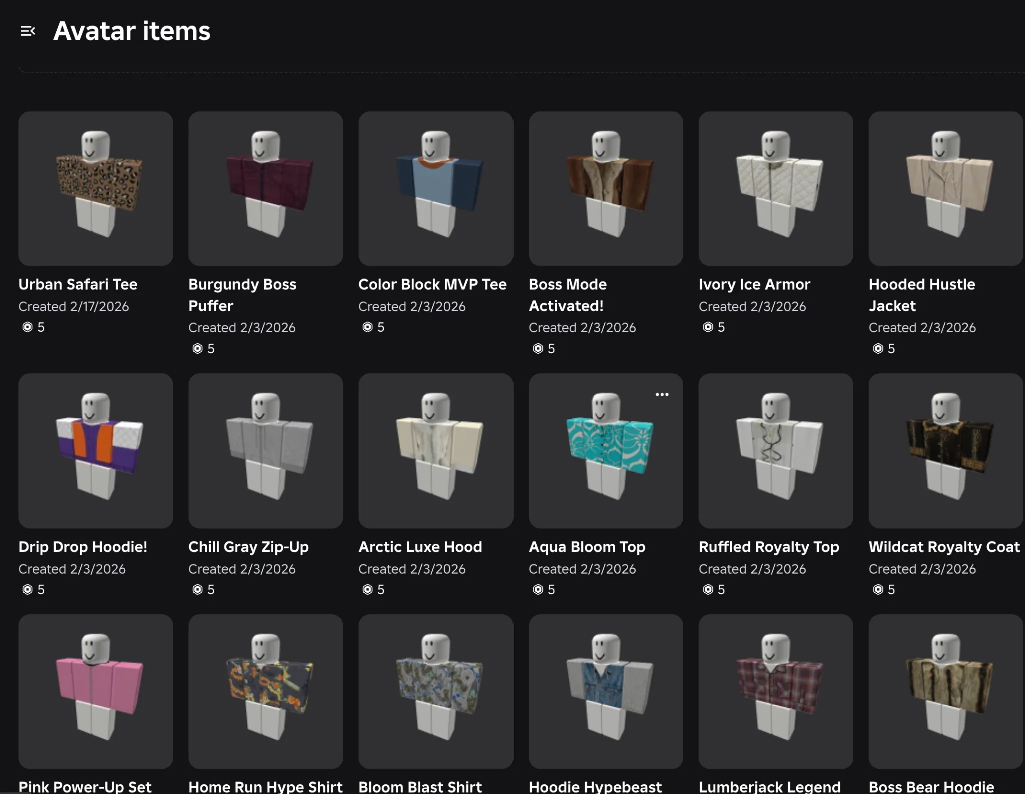 Thrift Score Roblox avatar items